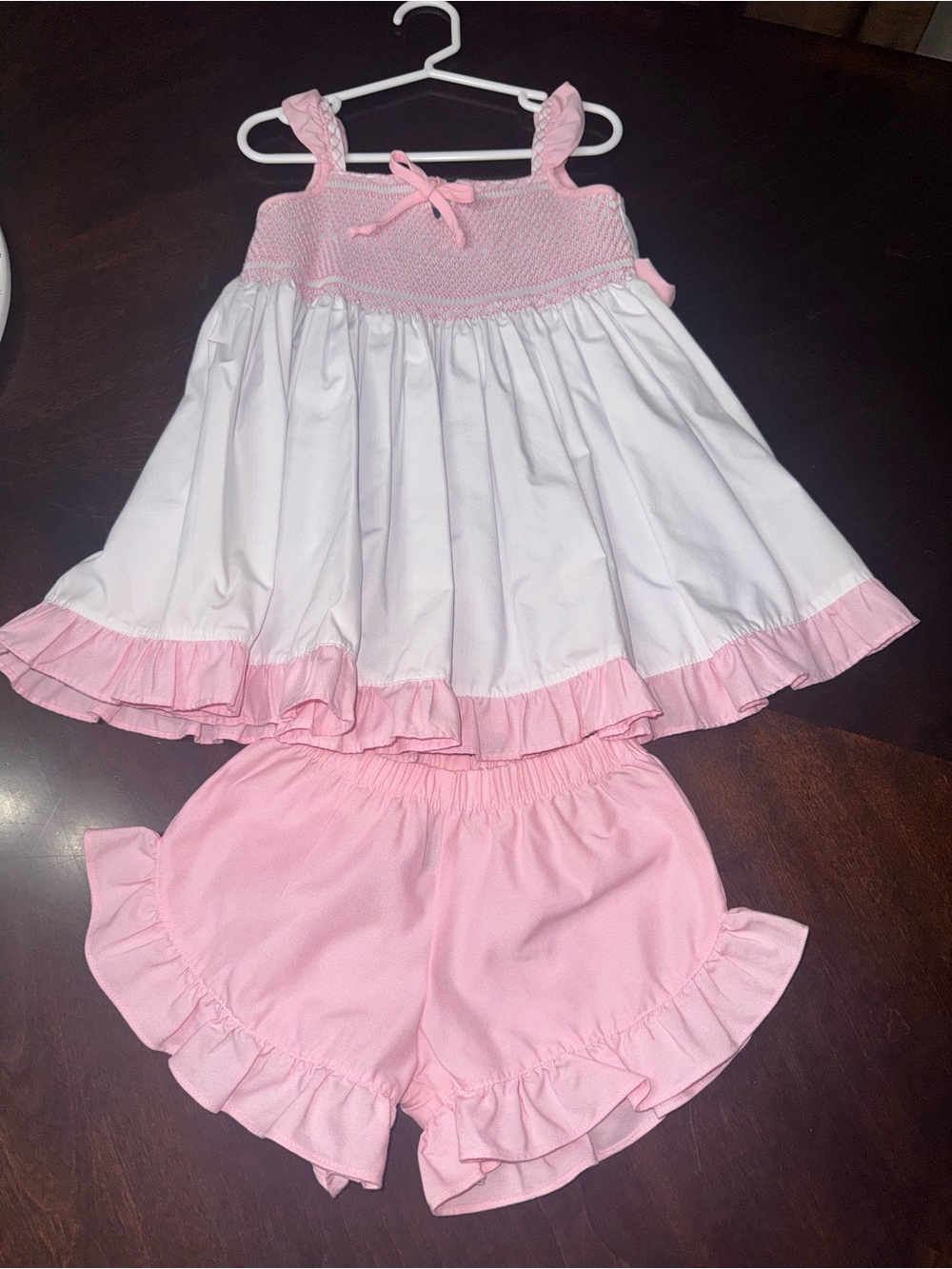 Well Dressed Wolf Pink & White Smocked Ruffle Set